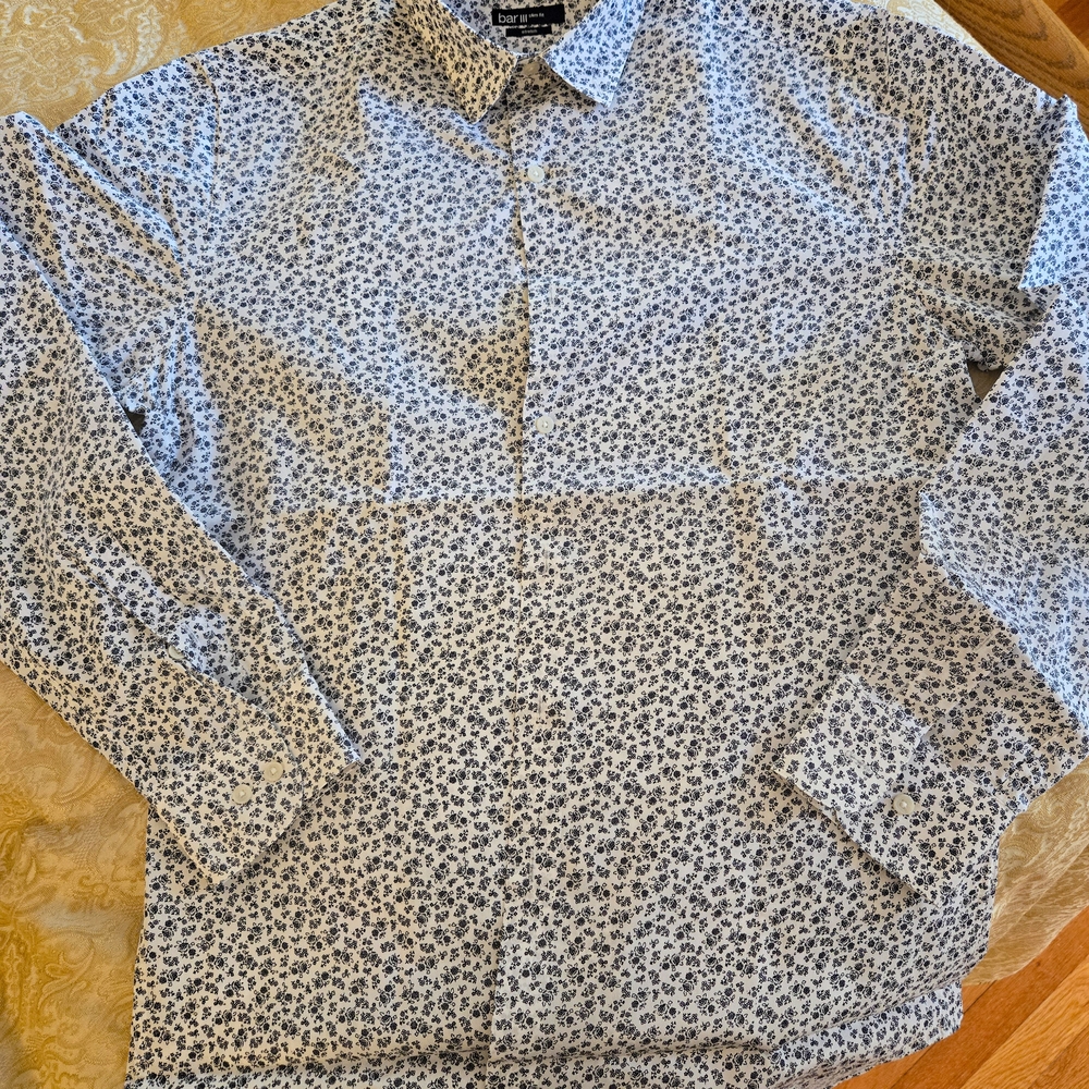 Bar III Black Floral Dress Shirt